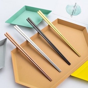 Wholesale Reusable Gift Set Chinese Korean Wedding Flat Stainless Steel Chopstick