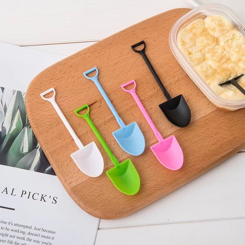 Hot Sale Colorful Disposable Mini Plastic Cake Spoon Eco Ice Cream Scoop Shovel Baking Dessert Pastry Spoons