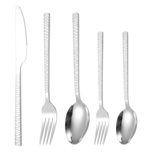 Luxury Stainless Steel Silverware Cutlery 5 Pcs Dinner Knife Spoon Fork Flatware Set