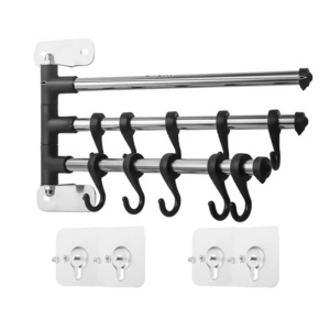 Punch-Free Kitchen Hook Rack Wall Towel Shelf Mounted Tool Holder Adjustable Hanging For Kitchenware Utensil Storage Rack