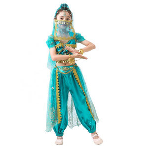 Bestdance Girl's Aladdin Jasmine Princess Belly Dance Bollywood Set Halloween Costumes