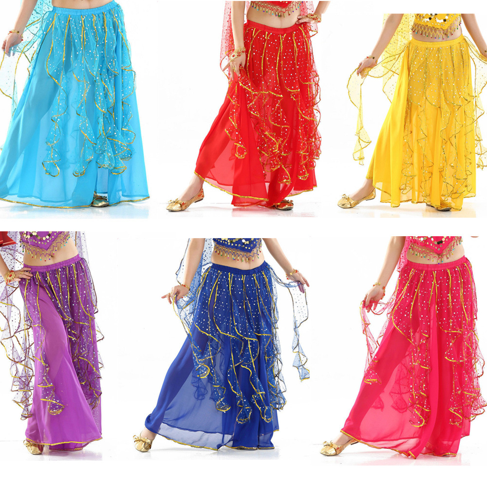 Belly Dance Sequin Fringe Skirt Carnival Party Shiny Skirt Fancy Costume for women