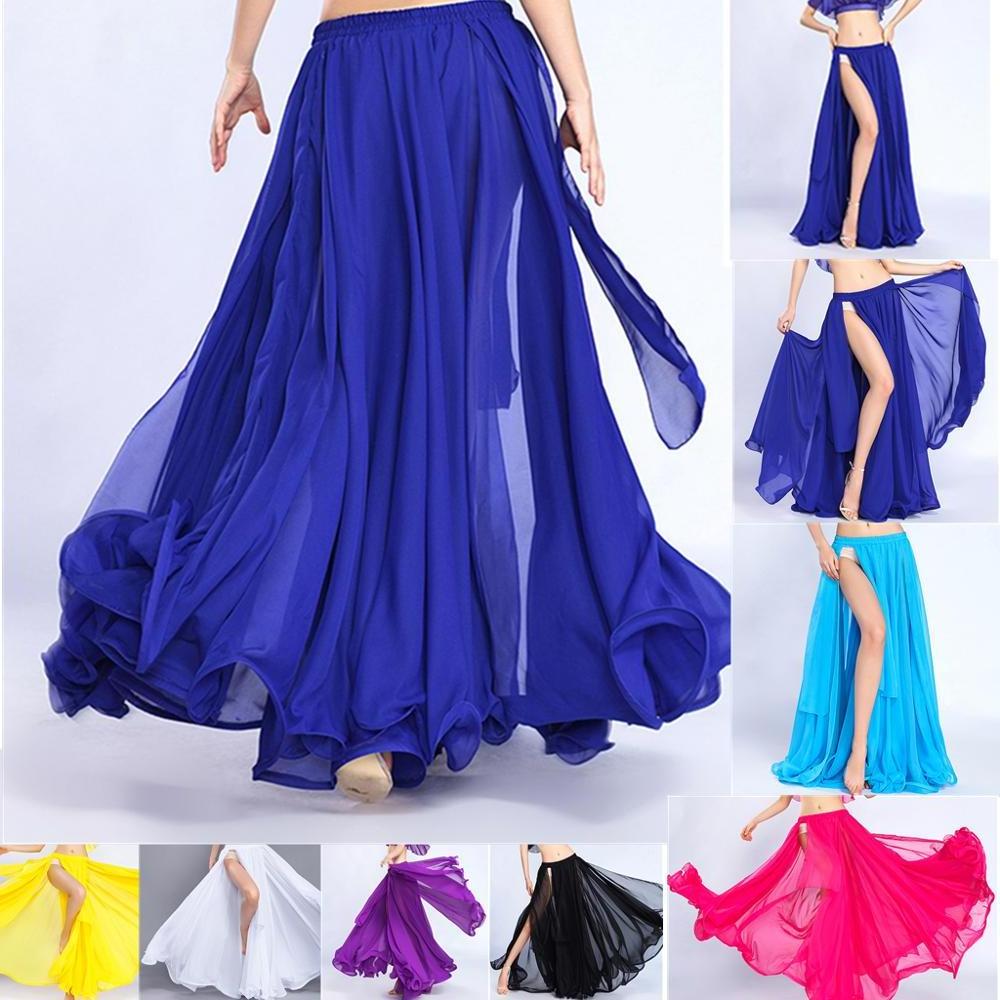 BestDance Belly Dance Swing Fringe Side Slit Skirt Costumes Full Circle Long Skirt Dress