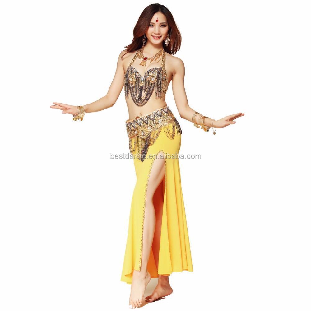 BestDance Hot Arab Sexy Belly Dance Costume 3 pics Set Bra Top Hip Scarf Belt Bollywood Carnival Costume Outfit