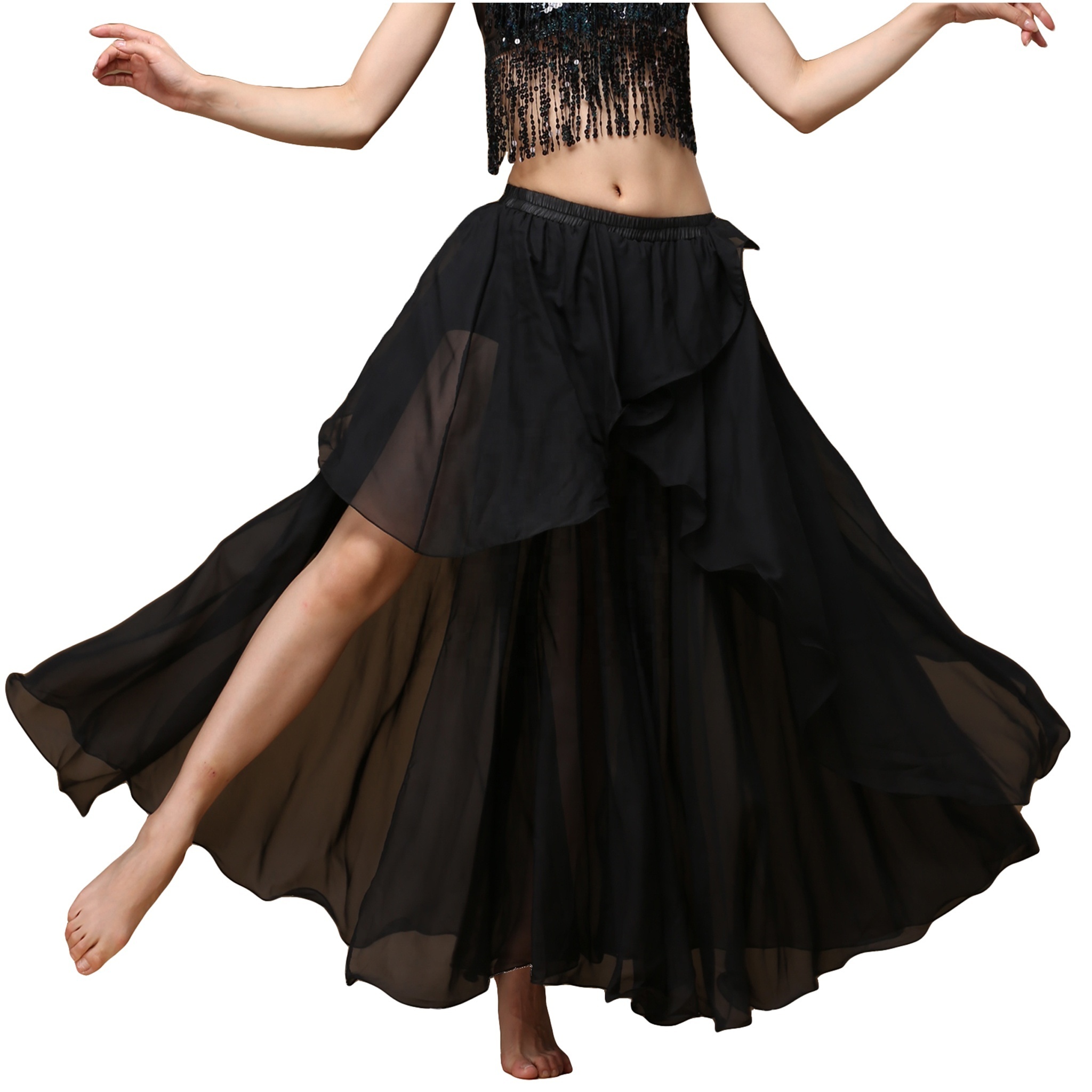 Bestdance Fashion Slit Skirt Festival dance skirt Belly Dance Skirt Gypsy Jupe  Music Festival Performance Costume