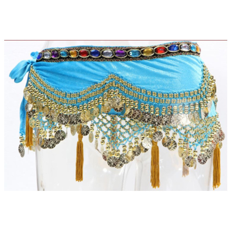 BestDance Belly Dance Velvet Hip Scarf Wrap Skirt Dancing Tribal Coins Belt Skirt Costume OEM