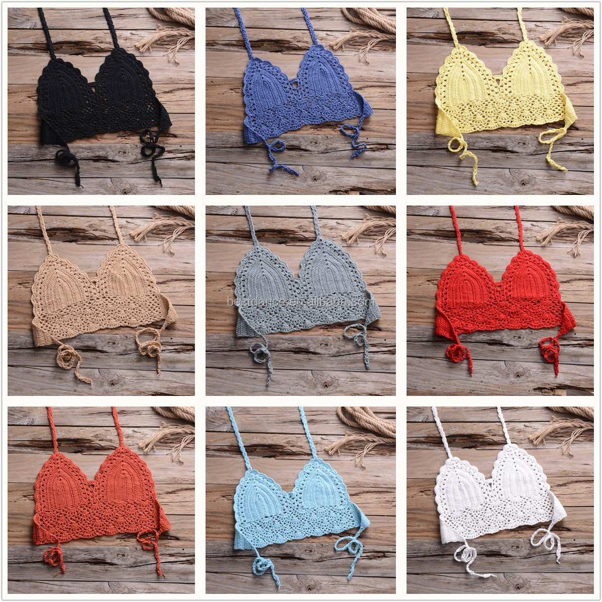 BestDance Women Summer Beach Crochet Crop Halter Tank Top Bralette Knit Bra Boho Cami Bikini