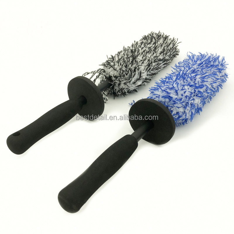 Flat Head Car Wash Rim Detailing Microfiber Wheel Cleaning Brush