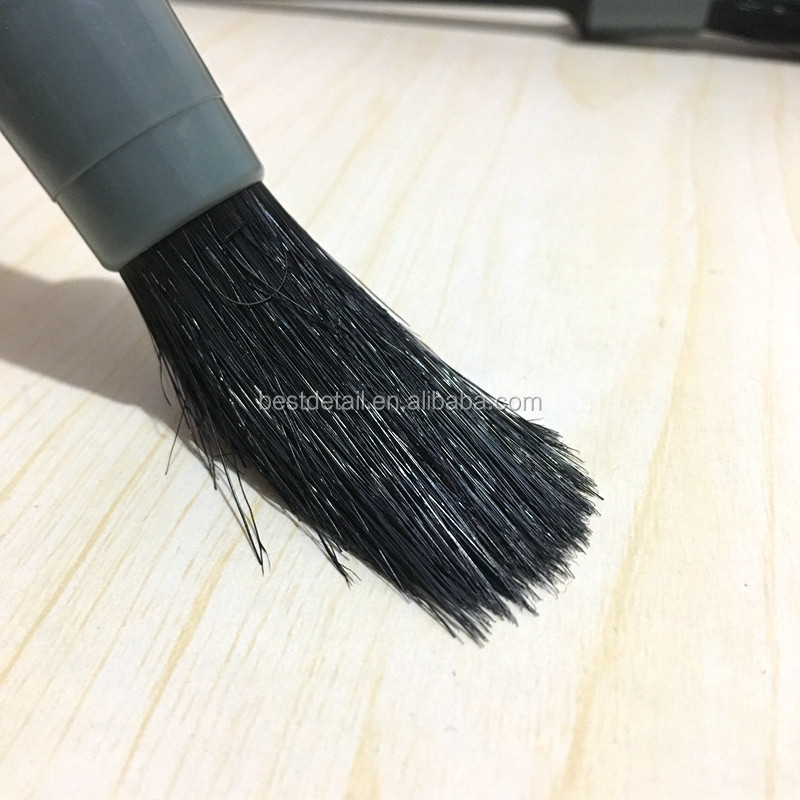 Auto Cleaning Car Wash Black Grey Boar Hair Car Detailing Brush for Interior Leather Trim Wheels