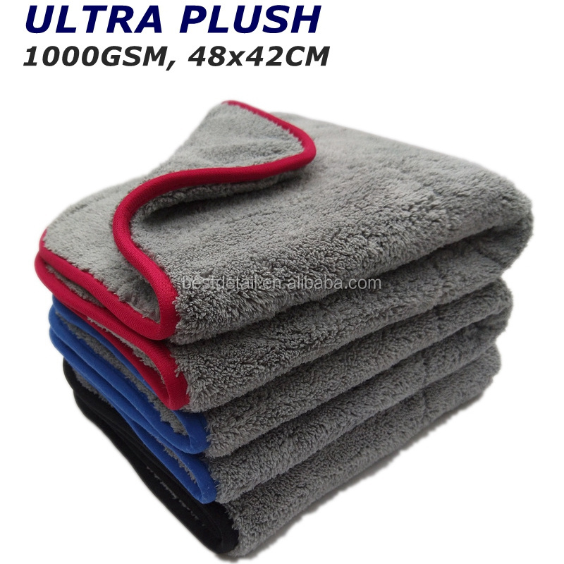 Super Thick Plush Auto Detailing Car Care Wax Polishing Buffing Cleaning Wash Cloth 1000GSM Microfiber Drying Towel for Car