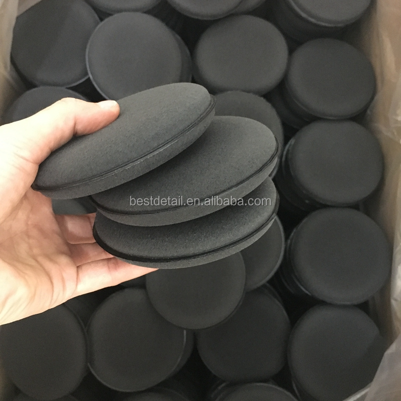 High Quality Dense Black Wholesale Car Care Products Auto Detailing Polishing Sponge Pad Round Foam Wax Applicator