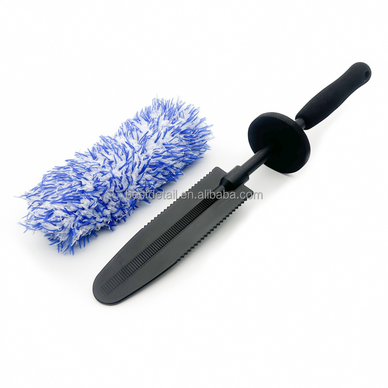 Flat Head Car Wash Rim Detailing Microfiber Wheel Cleaning Brush