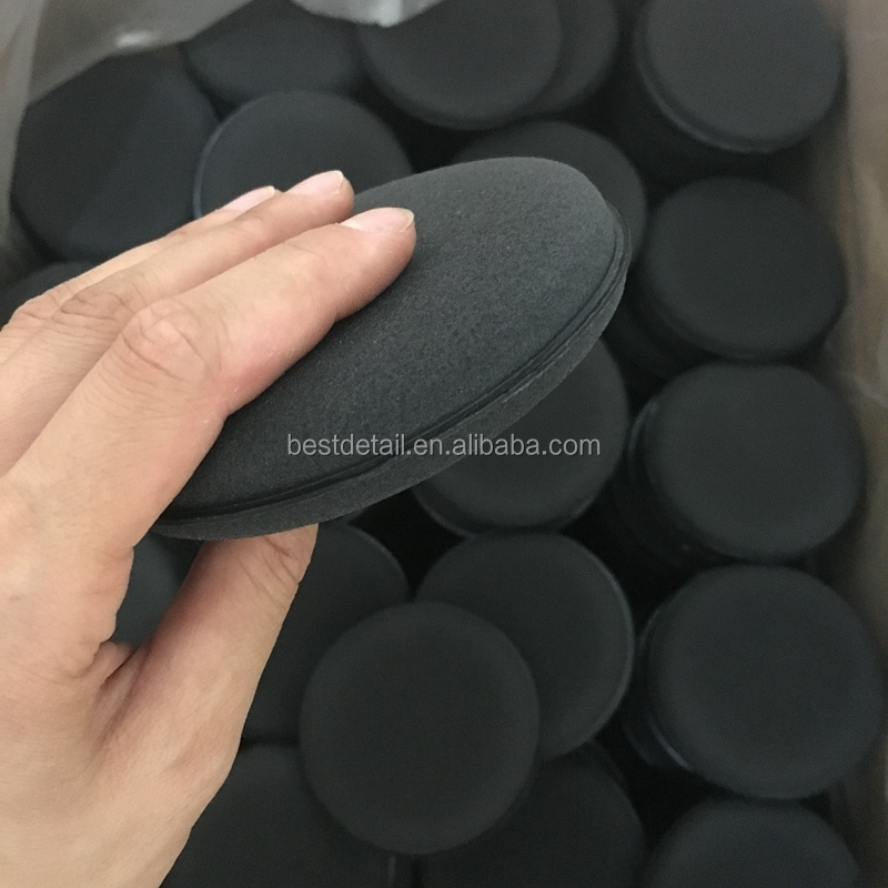 High Quality Dense Black Wholesale Car Care Products Auto Detailing Polishing Sponge Pad Round Foam Wax Applicator