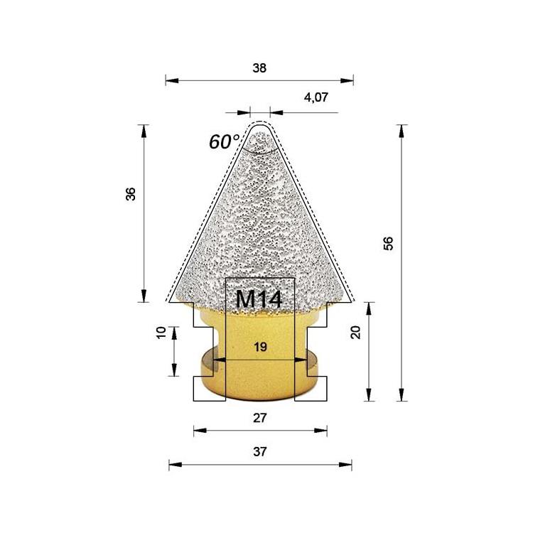 Vacuum Diamond Milling Tool Chamfer Bit Finger Bit For Marble Granite Ceramic Tile Angle Grinder Milling Tools M14