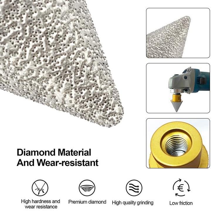 Vacuum Diamond Milling Tool Chamfer Bit Finger Bit For Marble Granite Ceramic Tile Angle Grinder Milling Tools M14