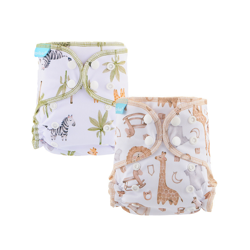 Happyflute Custom Bamboo Cotton Waterproof Washable Newborn AIO Cloth Diapers Baby Cloth Diaper