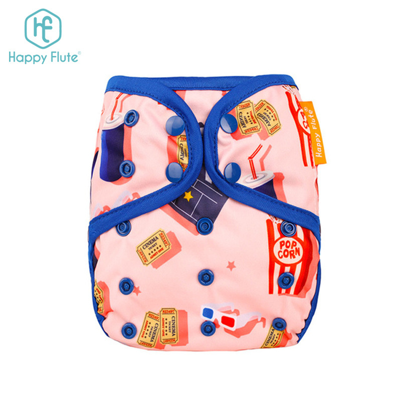 Happyflute TPU Waterproof Button Reusable Adult Diaper Cover Soft Baby Hemp Pants Diaper