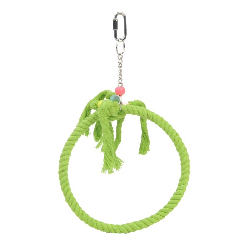 Parrot Hanging Cage Toy Cotton Rope Swing Color Ring Parrot Stand Wall Bird Toy Bird Foraging Wall Climbing Toy