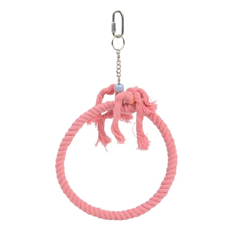 Parrot Hanging Cage Toy Cotton Rope Swing Color Ring Parrot Stand Wall Bird Toy Bird Foraging Wall Climbing Toy