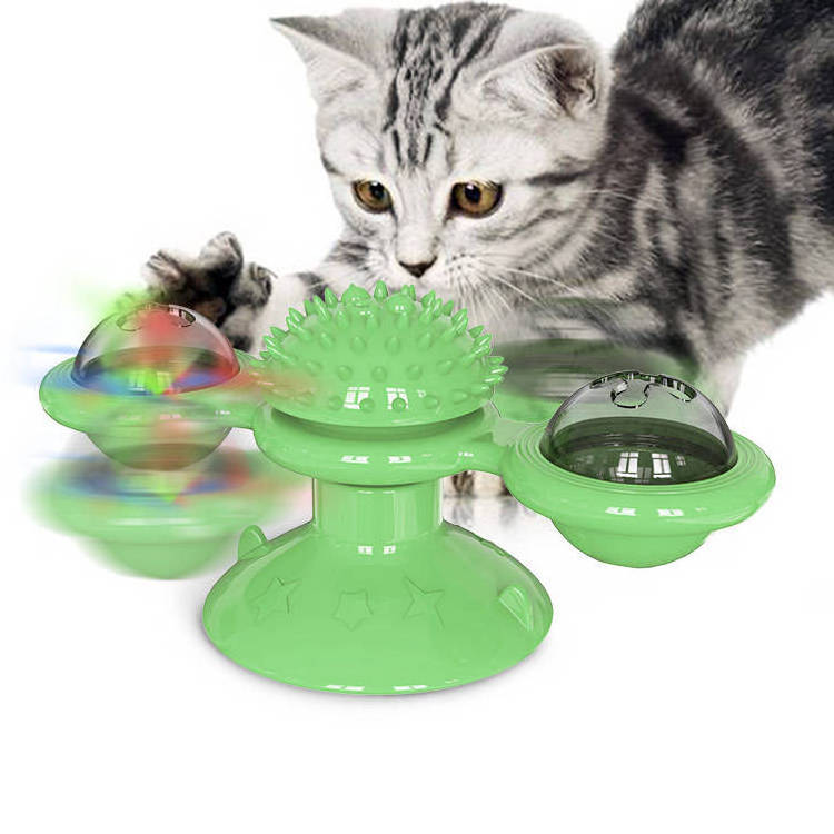 funny cat puzzle toy spinning windmill interactive cat licking slow feeder turntable windmill cat toy