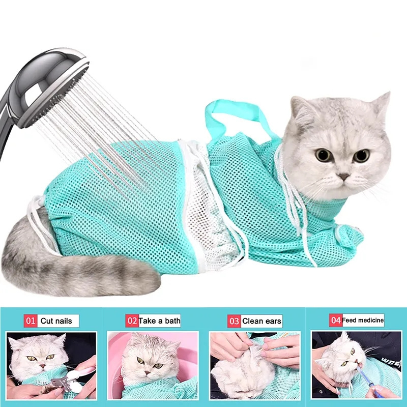 Pet Products Hot Selling Cat Bathing Bag Dog Cleaning Shower Bag Cat Grooming Sets Bag