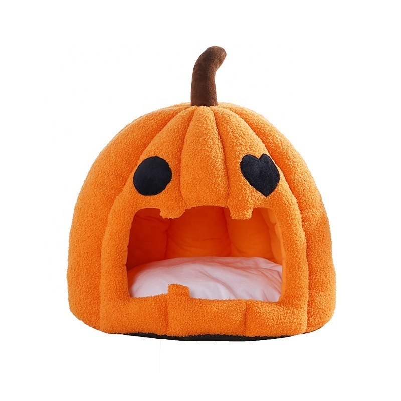 Pumpkin House Cat Nest Kennel Pet Winter Soft Warm House Plush 2 In 1 Pet Dog Cat Bed House Kennel Bed For Pets