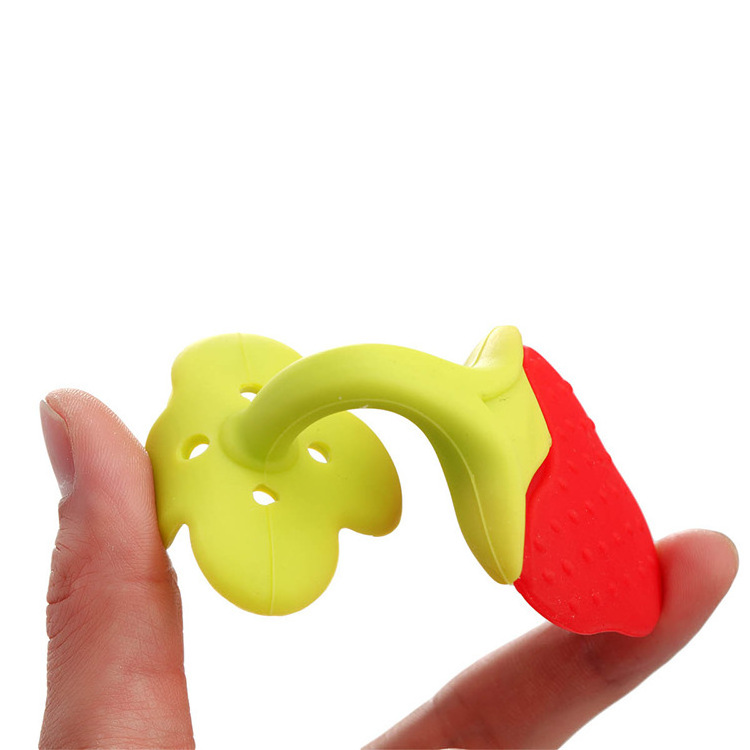 Manufacturers wholesale silicone baby teether fruit shape bite glue newborn two-color three-dimensional food grade molar stick