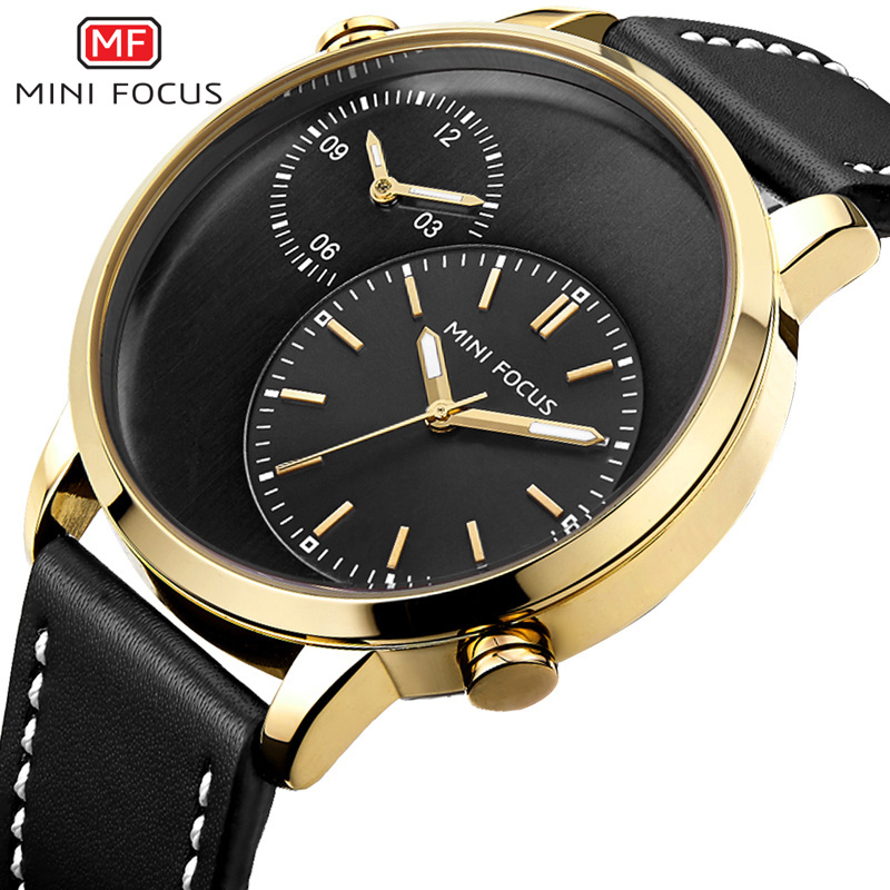 Mini Focus MF0035G High Quality Men's Waterproof Multi Time Zone Watch Dual Time Watch