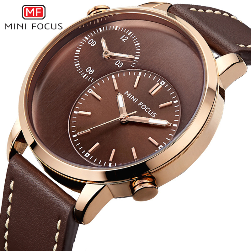 Mini Focus MF0035G High Quality Men's Waterproof Multi Time Zone Watch Dual Time Watch