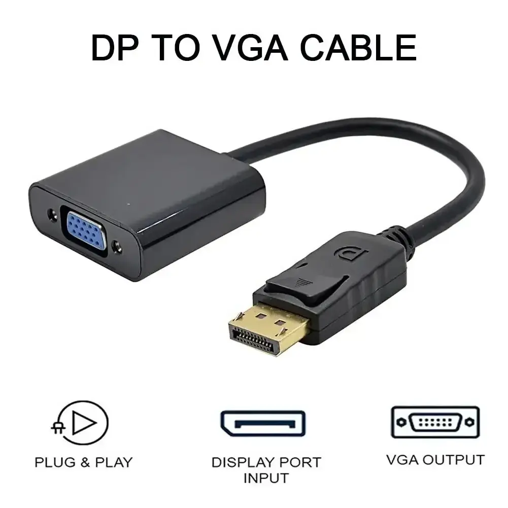 Dp To Vga Adapter For HDTV Displays  Original  Adapter Cable  Projector Or PC Computer USB Capture Card Audio Cables