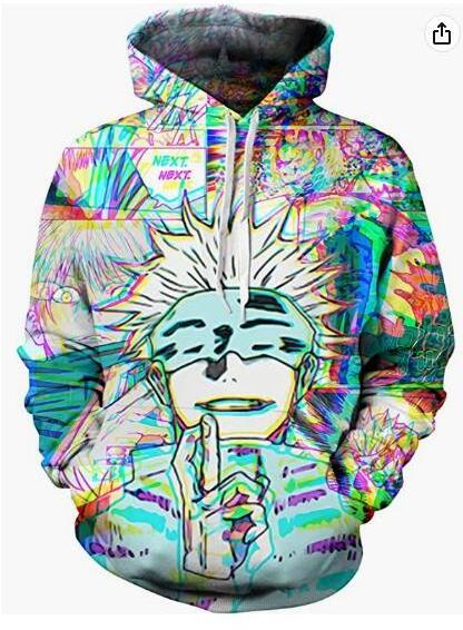 Ecowalson Custom Unisex Mens Jujutsu Kaisen Hoodie Gojo Satoru Sweatshirt 3D Print Pullover For Adults Youth