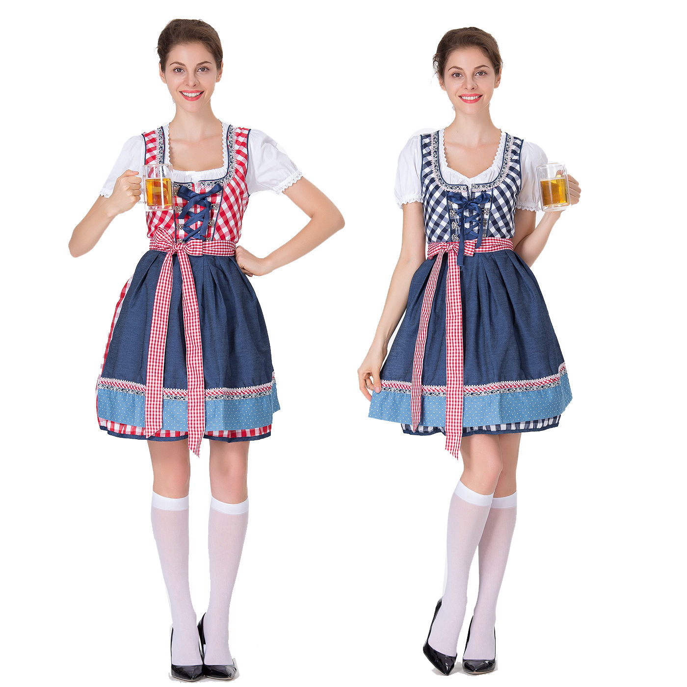 Ecoparty Costume Outfit Bavarian New Oktoberfest Beer German Dirndl Traditional Dress Stage Performance Costume