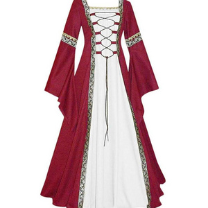 ecowalson  Womens Renaissance Medieval Irish Costume Over Dress and Pure White Floor Length Gothic Cosplay Dress