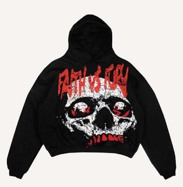 Ecowalson custom  Y2k Hoodies Black Jacket Oversized Long Sleeve Clothes Pullover Goth Casual Sweatshirts for Women Men