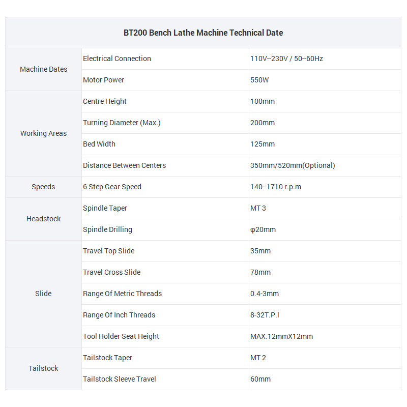 BT200 Home used cheap price metal mini lathe for sale