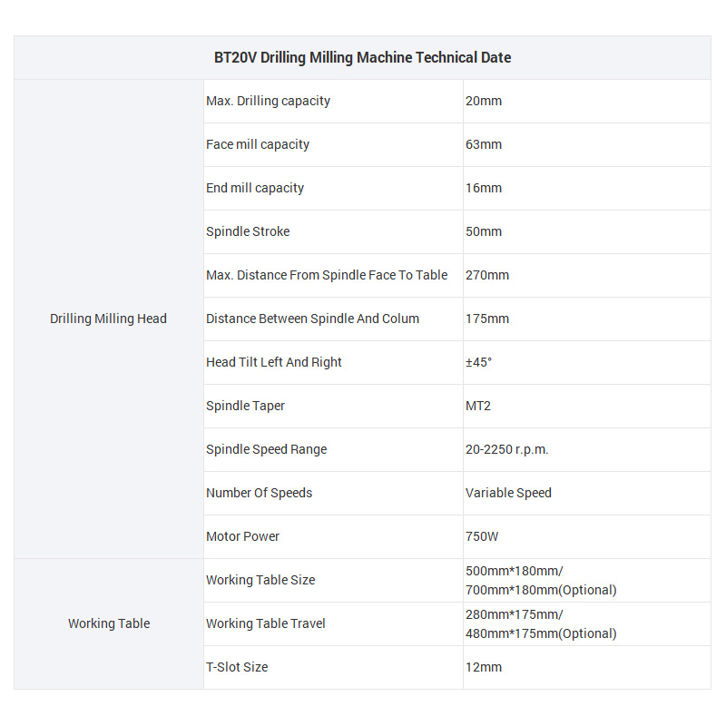 BT20V drilling milling machine Precision mini portable desktop milling machine 750w