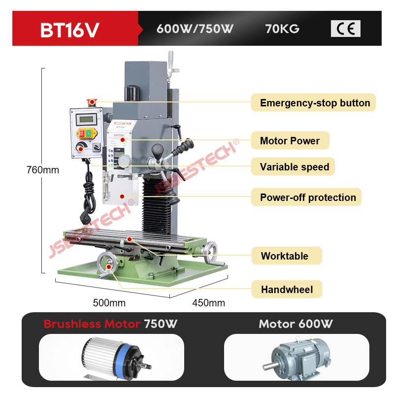 BT16V Hot sale mini benchtop metal milling machine for hobby