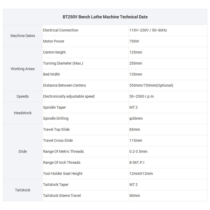 BT250V New design mini bench pool cue lathe