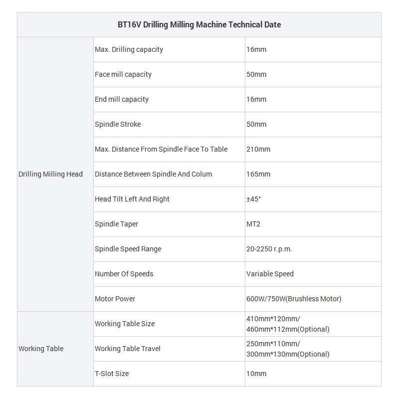 BT16V drilling milling machine