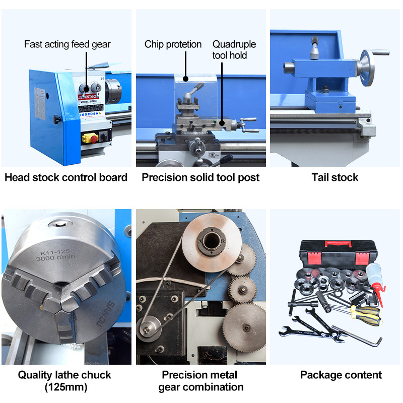 BT200 Lathe Machine Mini Torno for Metal Cutting