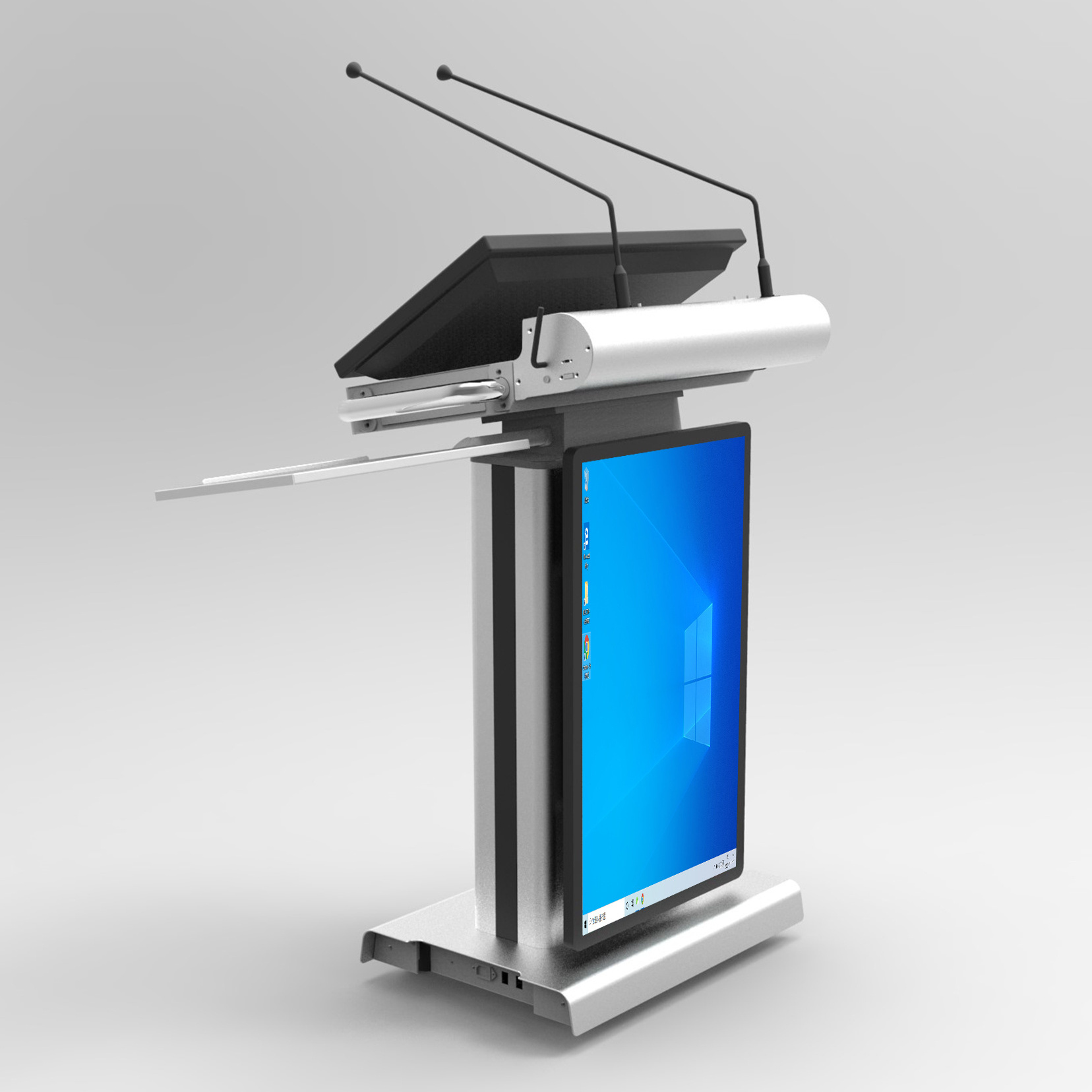 Factory best price 23.8 inch Supplies Educational floor Standing Multimedia Lectern Digital Smart Podium and wireless microphone