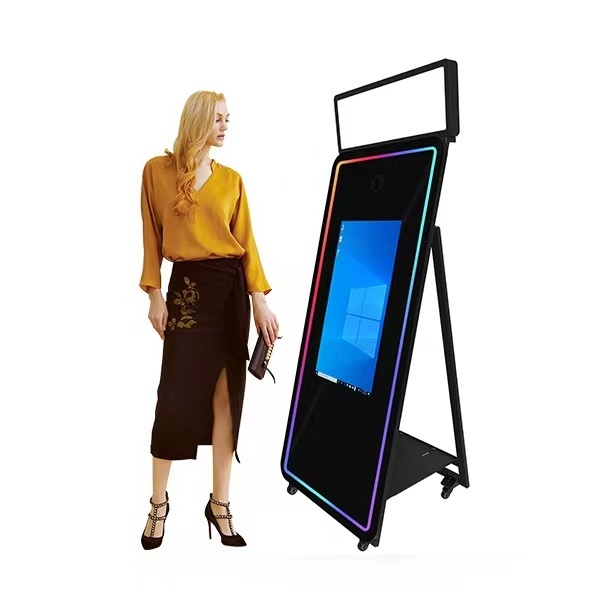 40/70 inch Magic Mirror Photo Booth Kiosk With Printer Led Frame Screen Mirror Photo Booth for party