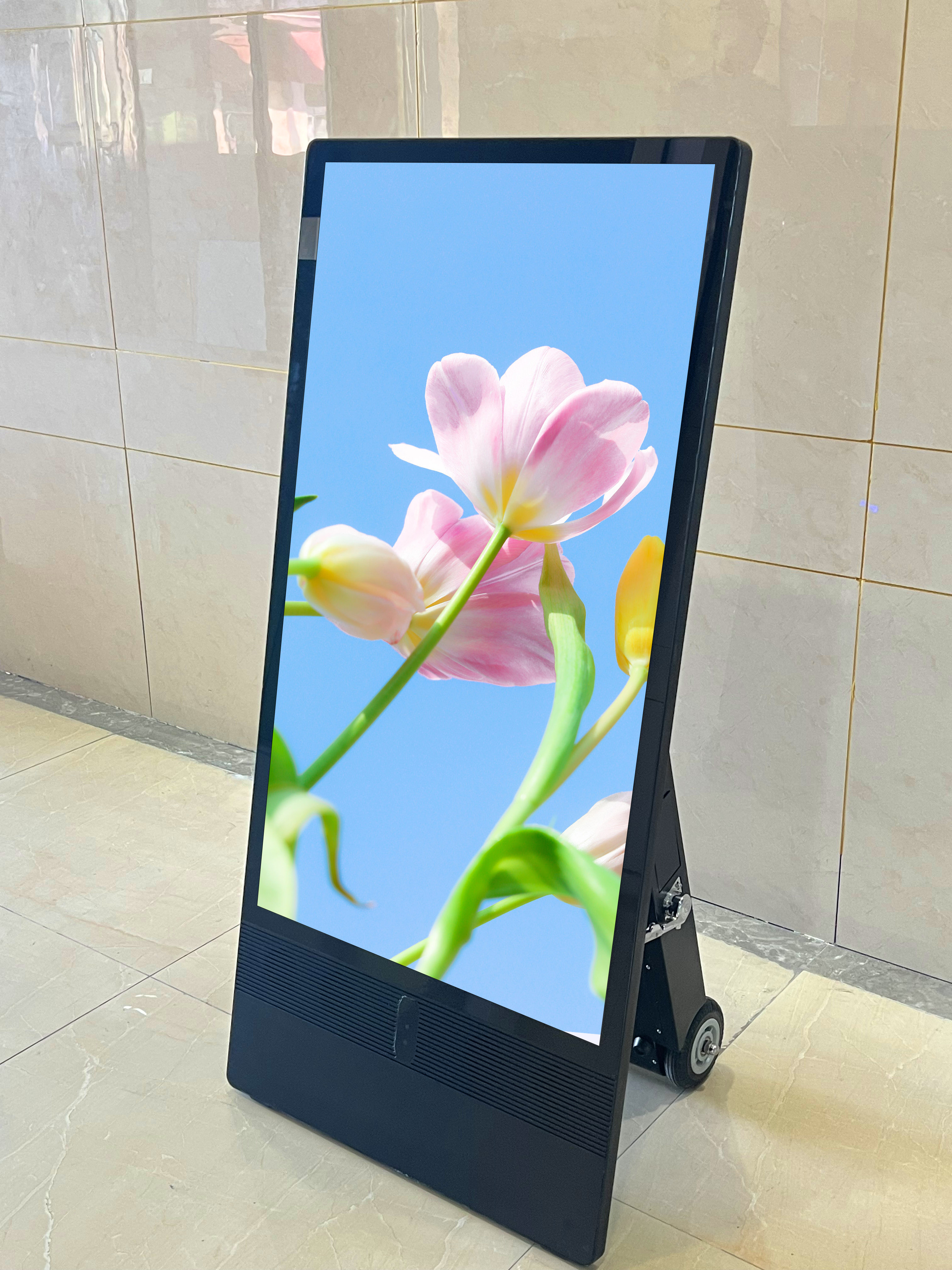 Movable LCD touch screen portable display advertising player battery powered 43 inch outdoor digital signage