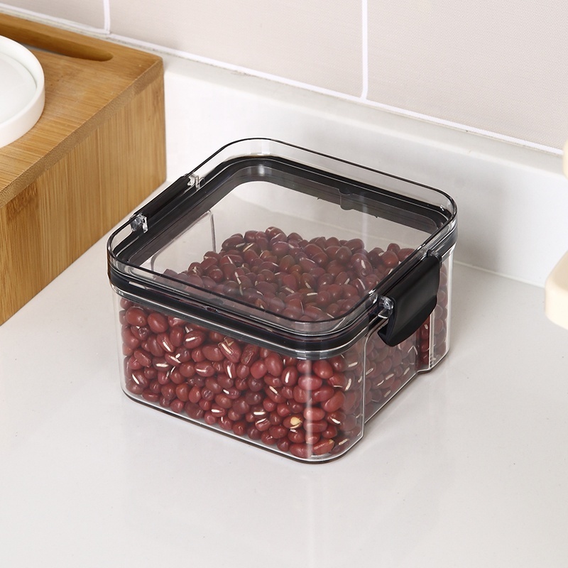 Clear household waterproof pantry cereal dried pet food storage box plastic vacuum food storage container with locks