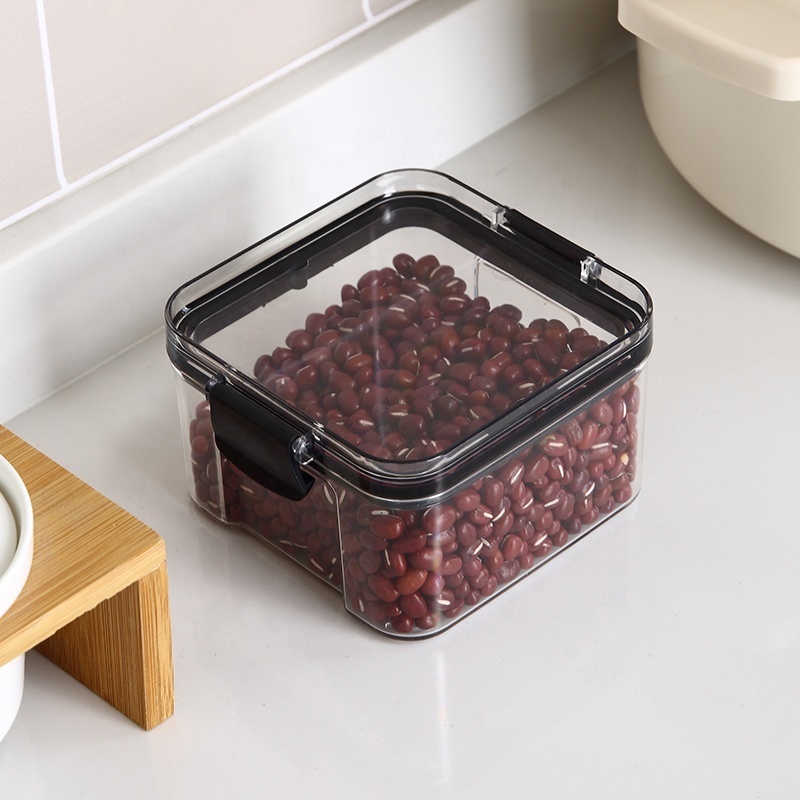 Clear household waterproof pantry cereal dried pet food storage box plastic vacuum food storage container with locks