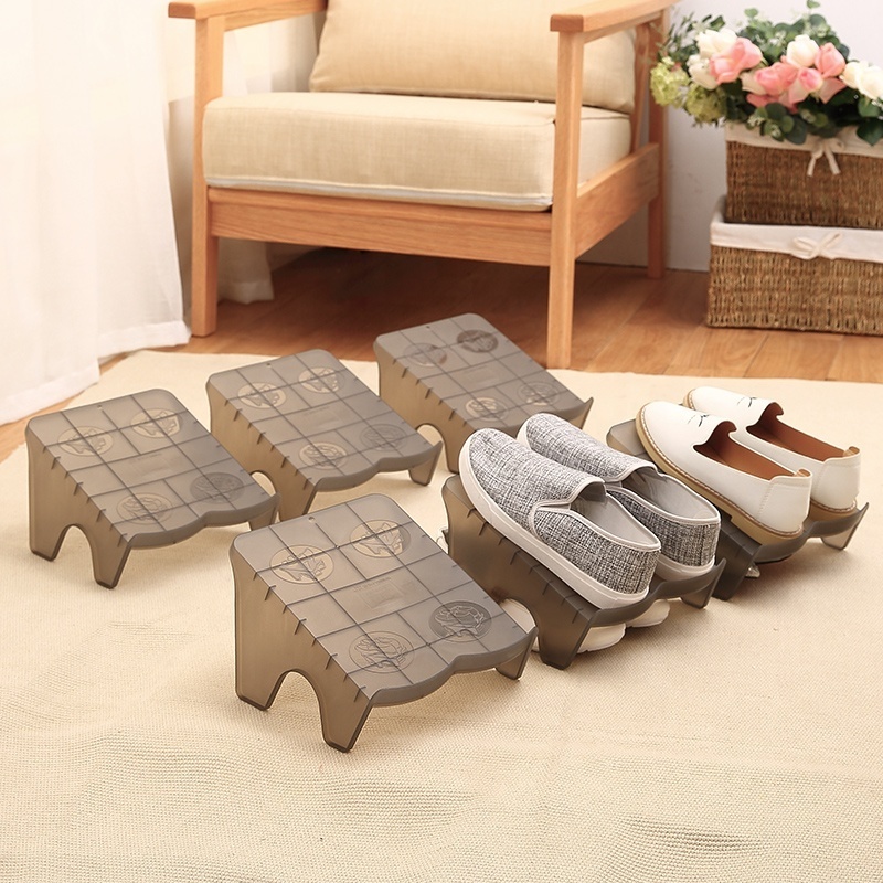 Shoe slots space saver closet ganization adjustable shoe stacker space saver double deck 6piece plastic shoe  holder