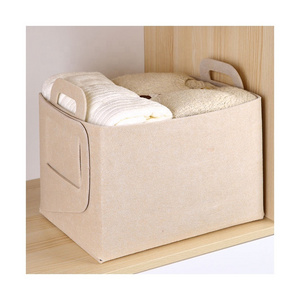 Collapsible rectangular felt storage organizer office nursery wardrobe felt foldable closet storage basket with handles