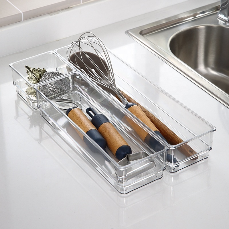 Acrylic mini size desktop utensil storage tray bake suppliers kitchen accessories storage box plastic kitchen drawer organizer