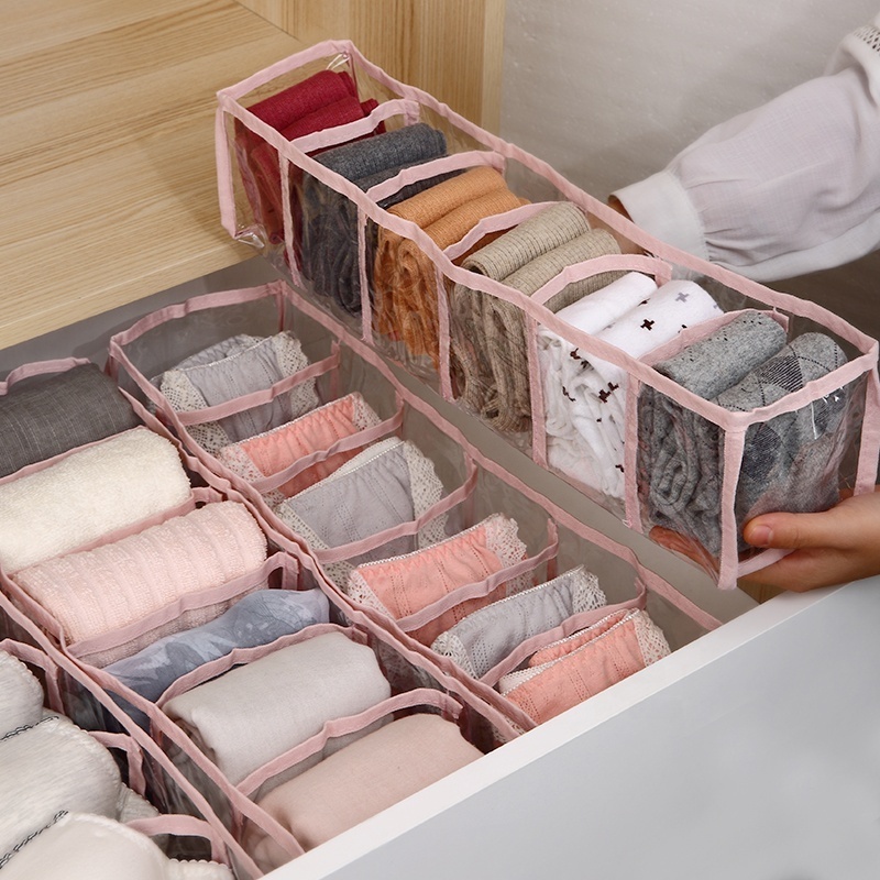 Multidrawers PVC underclothes underpants socks scarfs organizer clear foldable plastic closet underwear organizer