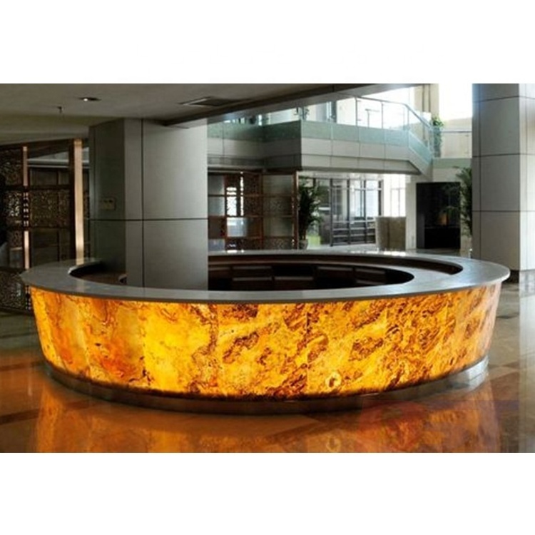 Factory price translucent stone semi circle bar counter front counters table new design lounge bar counter